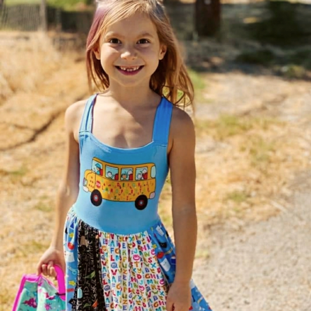Back to School Bus Boutique Twirl Dress